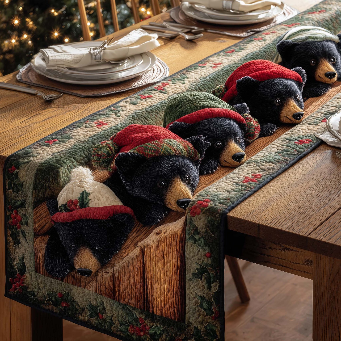 Cozy Bears Quilted Table Runner GFTOQM1021