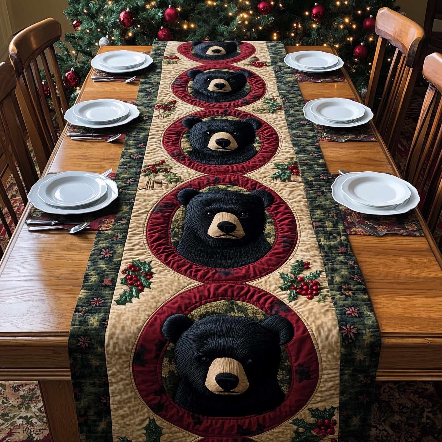 Holiday Bear Quilted Table Runner GFTOQM1027