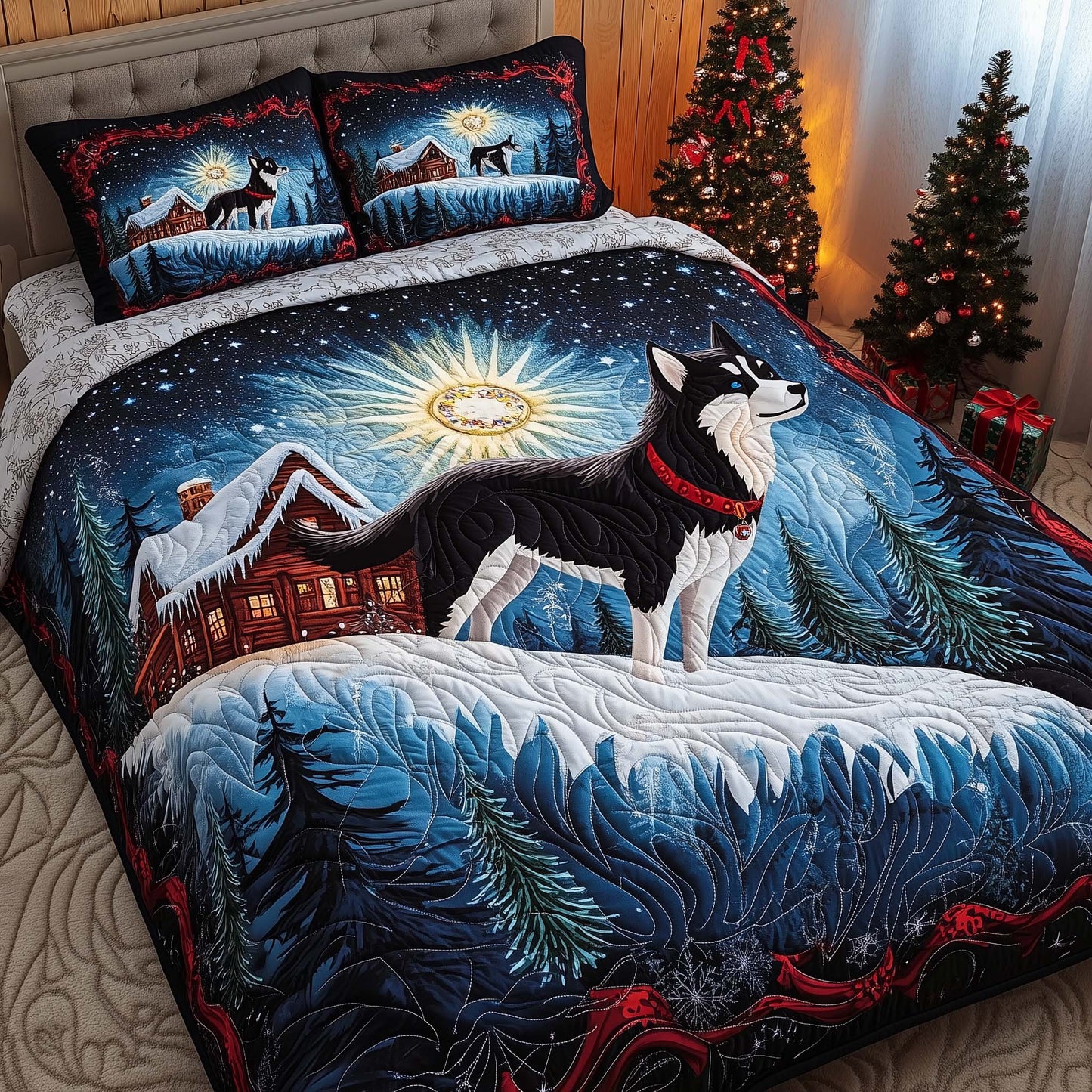 Winter Husky 3-Piece Quilted Bedding Set GFTOQM1035