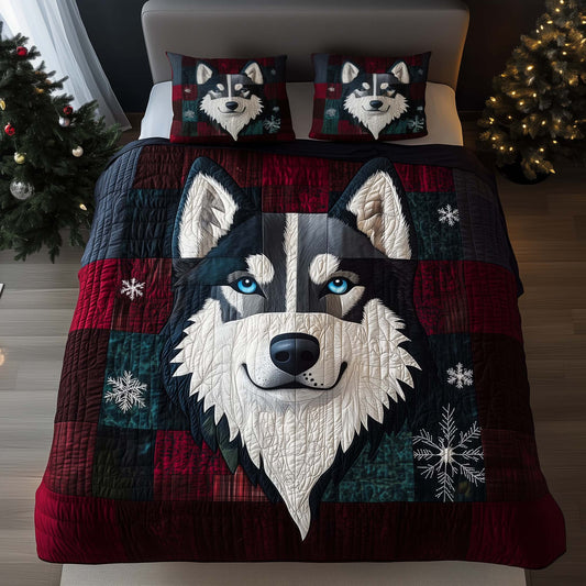 Arctic Husky 3-Piece Quilted Bedding Set GFTOQM1036