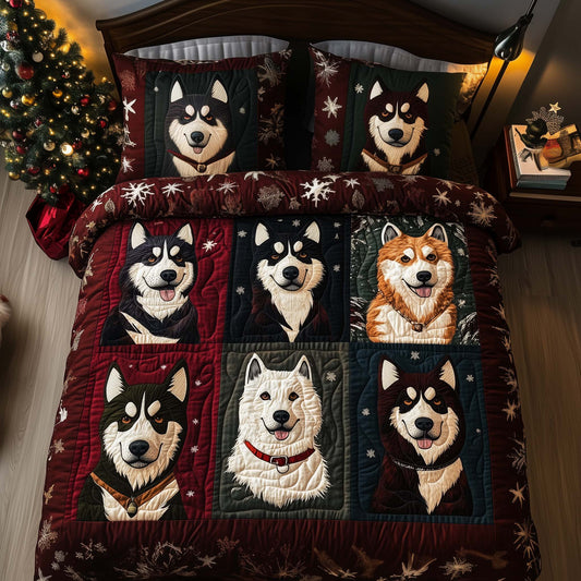 Husky Patchwork 3-Piece Quilted Bedding Set GFTOQM1039