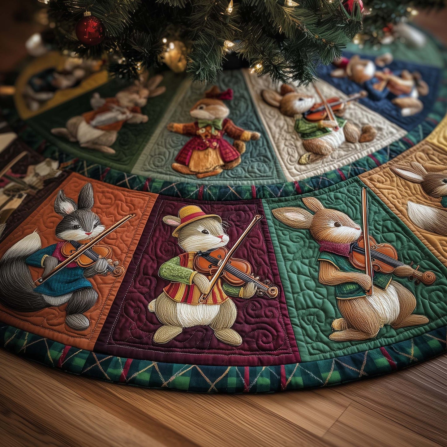 Bunny Orchestra Quilted Tree Skirt GFTOQM1053