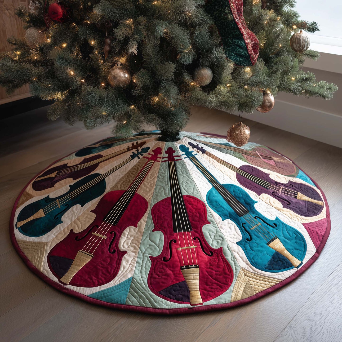 Pastel Violins Quilted Tree Skirt GFTOQM1057