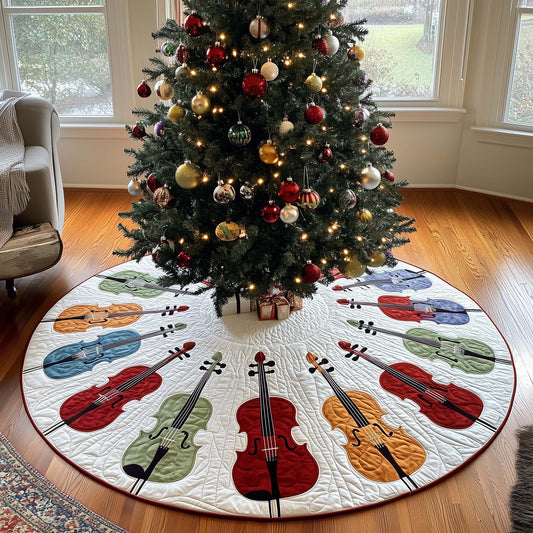Festive Violins Quilted Tree Skirt GFTOQM1059