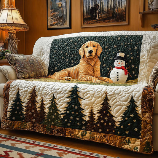 Snowy Golden Quilted Sofa Cover GFTOQM1062