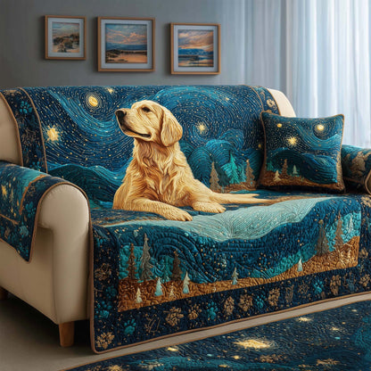 Starry Golden Quilted Sofa Cover GFTOQM1065