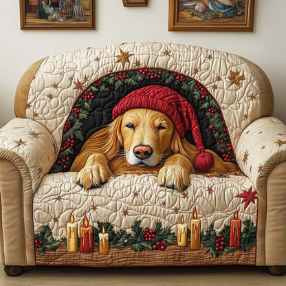 Candle Golden Quilted Sofa Cover GFTOQM1069