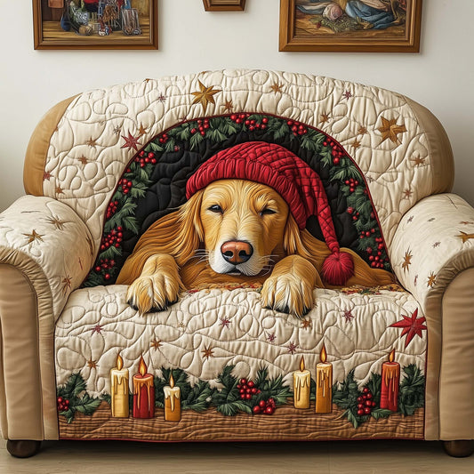 Candle Golden Quilted Sofa Cover GFTOQM1069