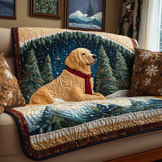 Forest Golden Quilted Sofa Cover GFTOQM1071