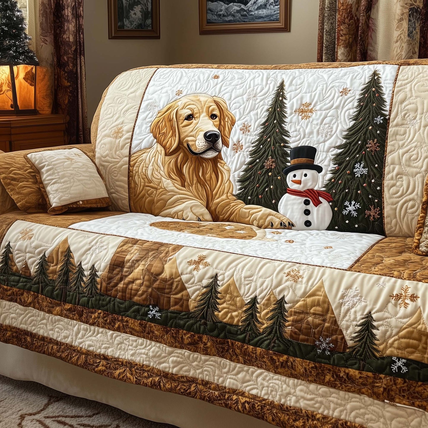 Snowy Friend Quilted Sofa Cover GFTOQM1072