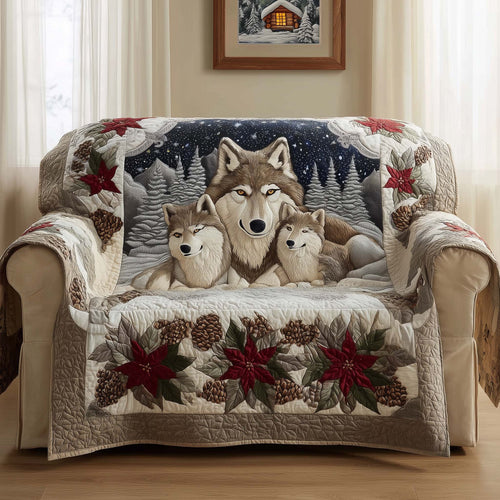 Winter Wolves Quilted Sofa Cover GFTOQM1084