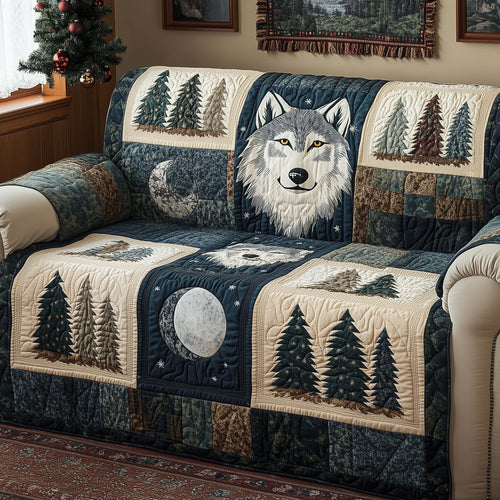 Lunar Wolf Quilted Sofa Cover GFTOQM1086