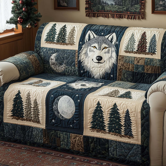 Lunar Wolf Quilted Sofa Cover GFTOQM1086