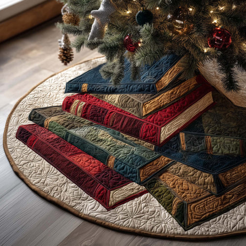 Stacked Books Quilted Tree Skirt GFTOQM1093