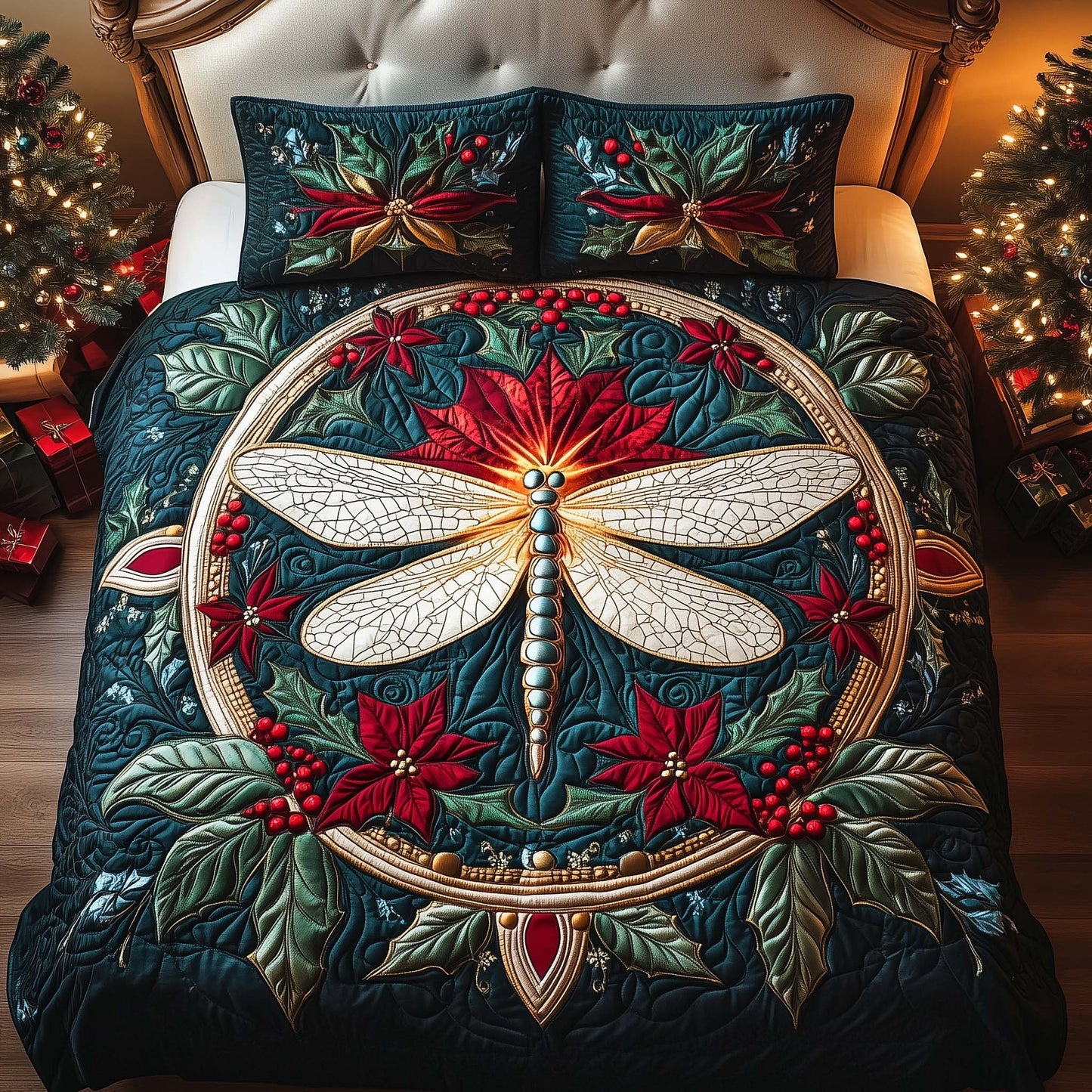 Radiant Dragonfly 3-Piece Quilted Bedding Set GFTOQM1103