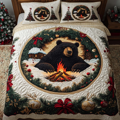 Wreath Bear 3-Piece Quilted Bedding Set GFTOQM1106