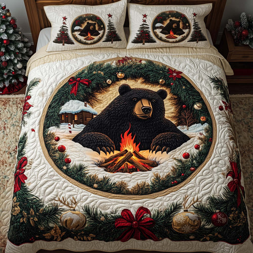 Wreath Bear 3-Piece Quilted Bedding Set GFTOQM1106