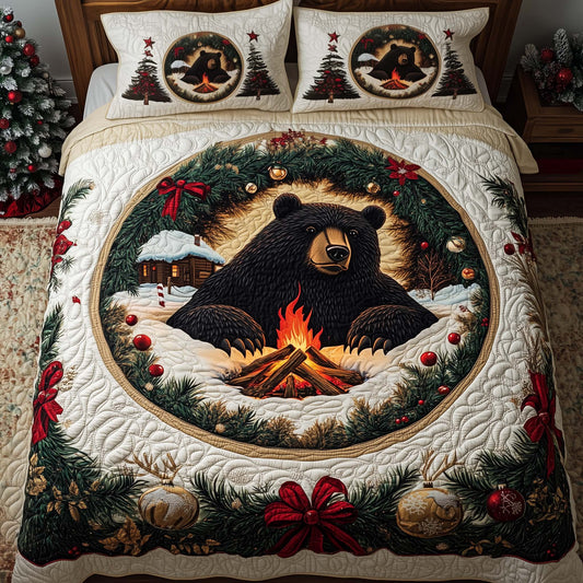 Wreath Bear 3-Piece Quilted Bedding Set GFTOQM1106
