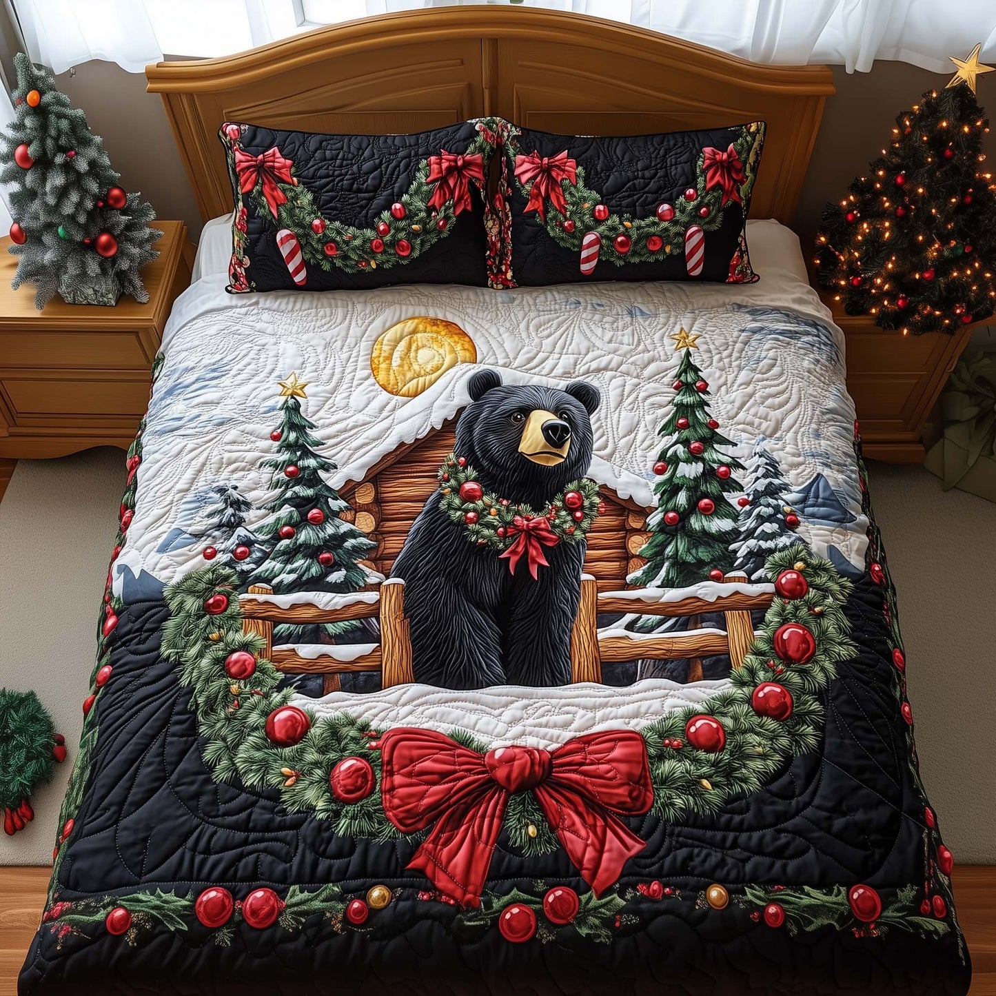 Festive Fence 3-Piece Quilted Bedding Set GFTOQM1107