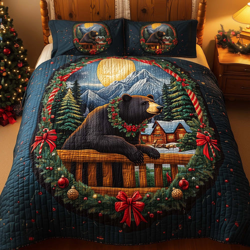 Mountain Bear 3-Piece Quilted Bedding Set GFTOQM1110