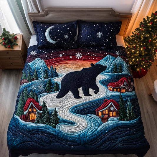 River Bear 3-Piece Quilted Bedding Set GFTOQM1116