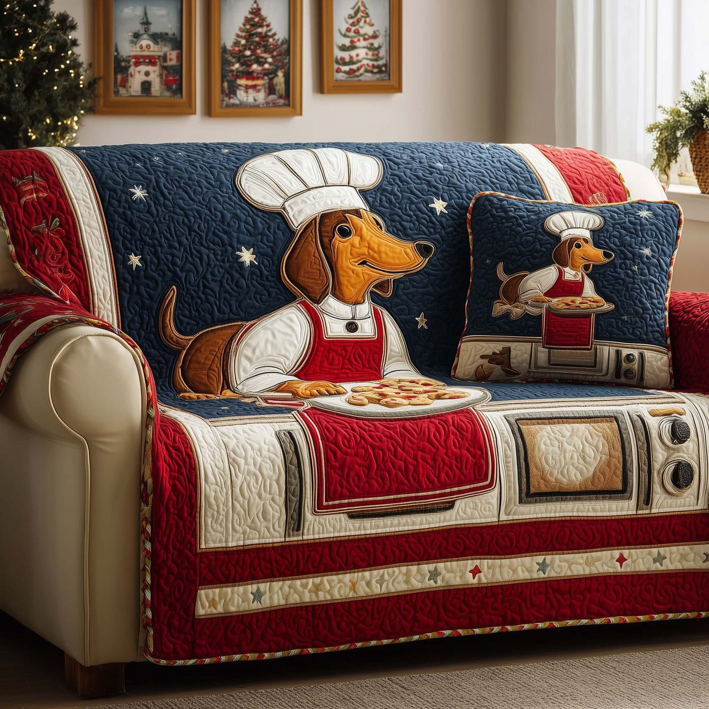 Baker Pup Quilted Sofa Cover GFTOQM1121