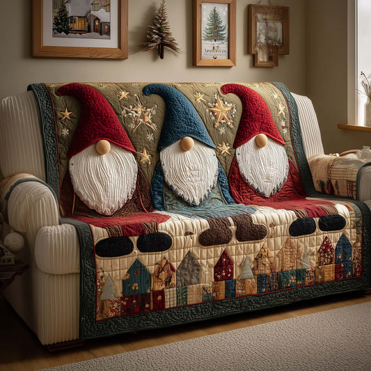 Gnome Trio Quilted Sofa Cover GFTOQM1133