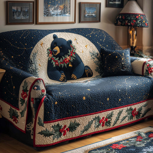Wreath Bear Quilted Sofa Cover GFTOQM1144