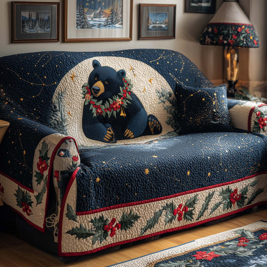 Wreath Bear Quilted Sofa Cover GFTOQM1144