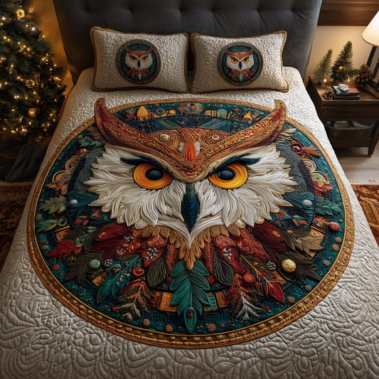 Regal Owl 3-Piece Quilted Bedding Set GFTOQM1154