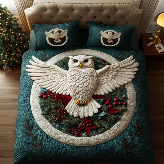 Wreath Owl 3-Piece Quilted Bedding Set GFTOQM1158