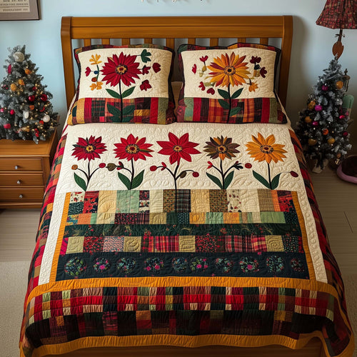 Autumn Blooms 3-Piece Quilted Bedding Set GFTOQM1163