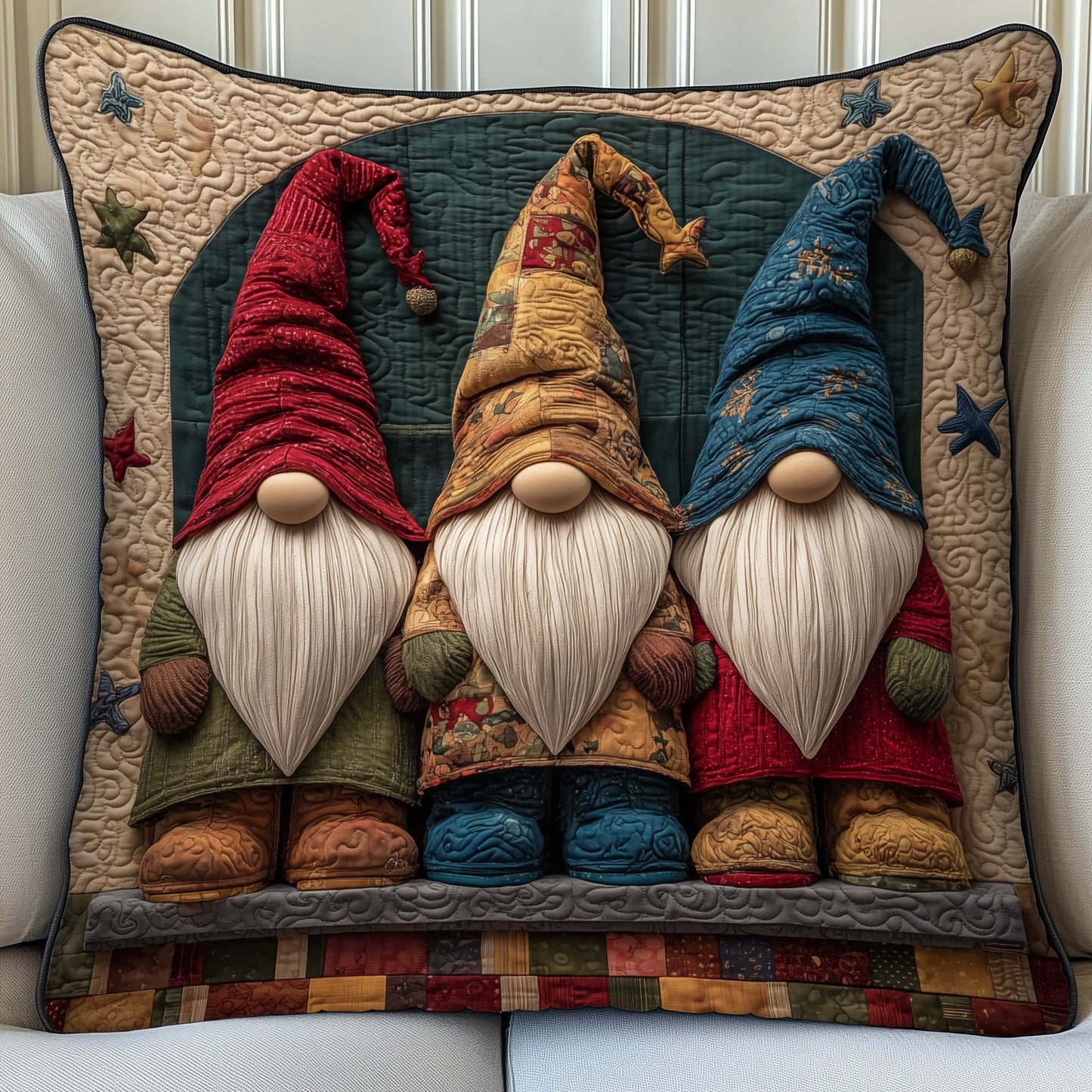 Gnome Trio Quilted Pillow Case GFTOQM1192
