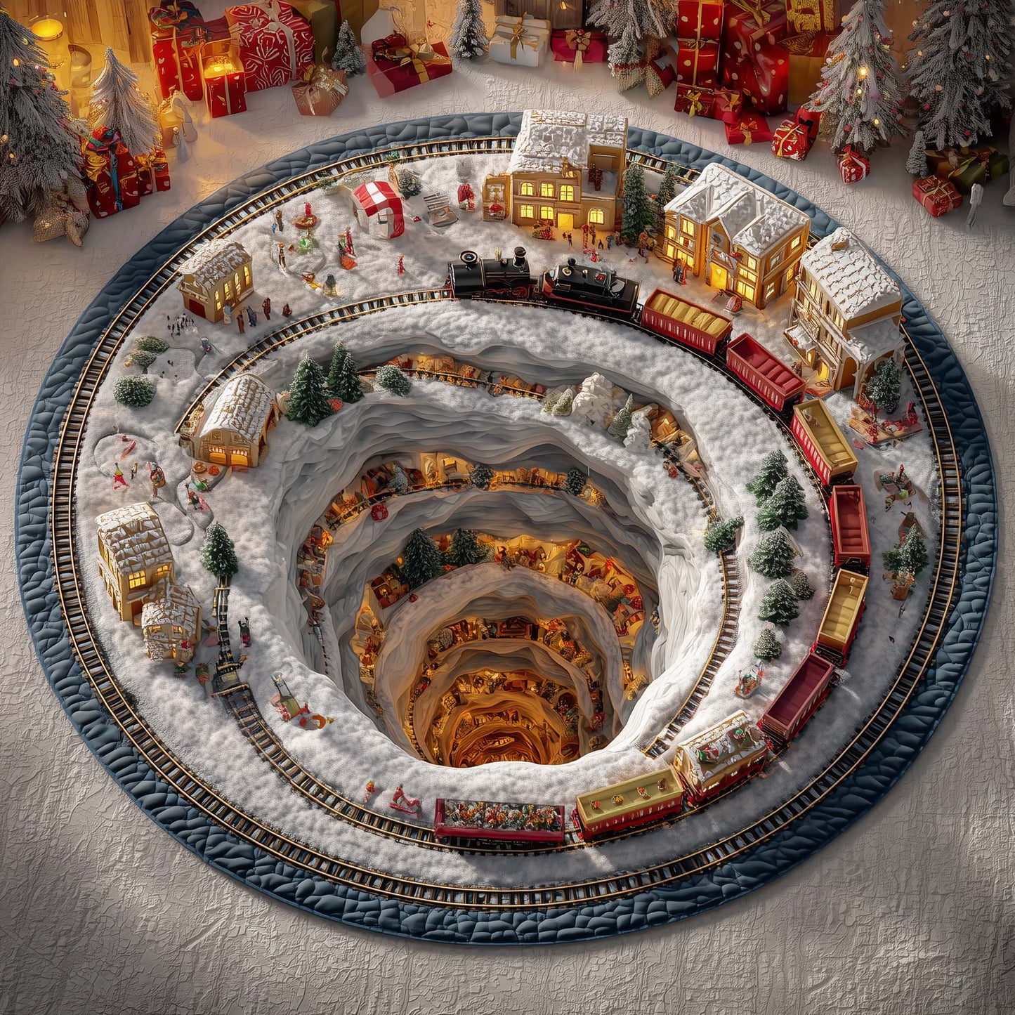 Village Spiral Quilted Round Mat GFTOQM1252