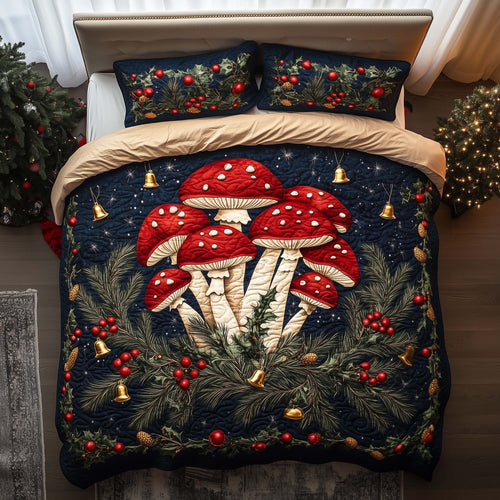 Bell Shrooms 3-Piece Quilted Bedding Set GFTOQM1280