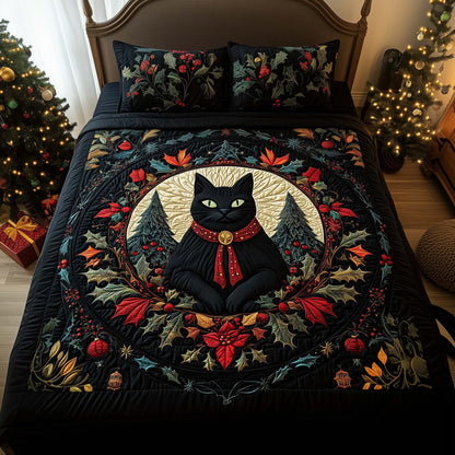 Forest Cat 3-Piece Quilted Bedding Set GFTOQM1285
