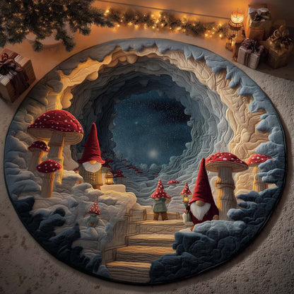 Gnome Mushrooms Quilted Round Mat GFTOQM1294
