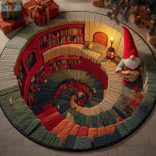 Library Gnome Quilted Round Mat GFTOQM1296