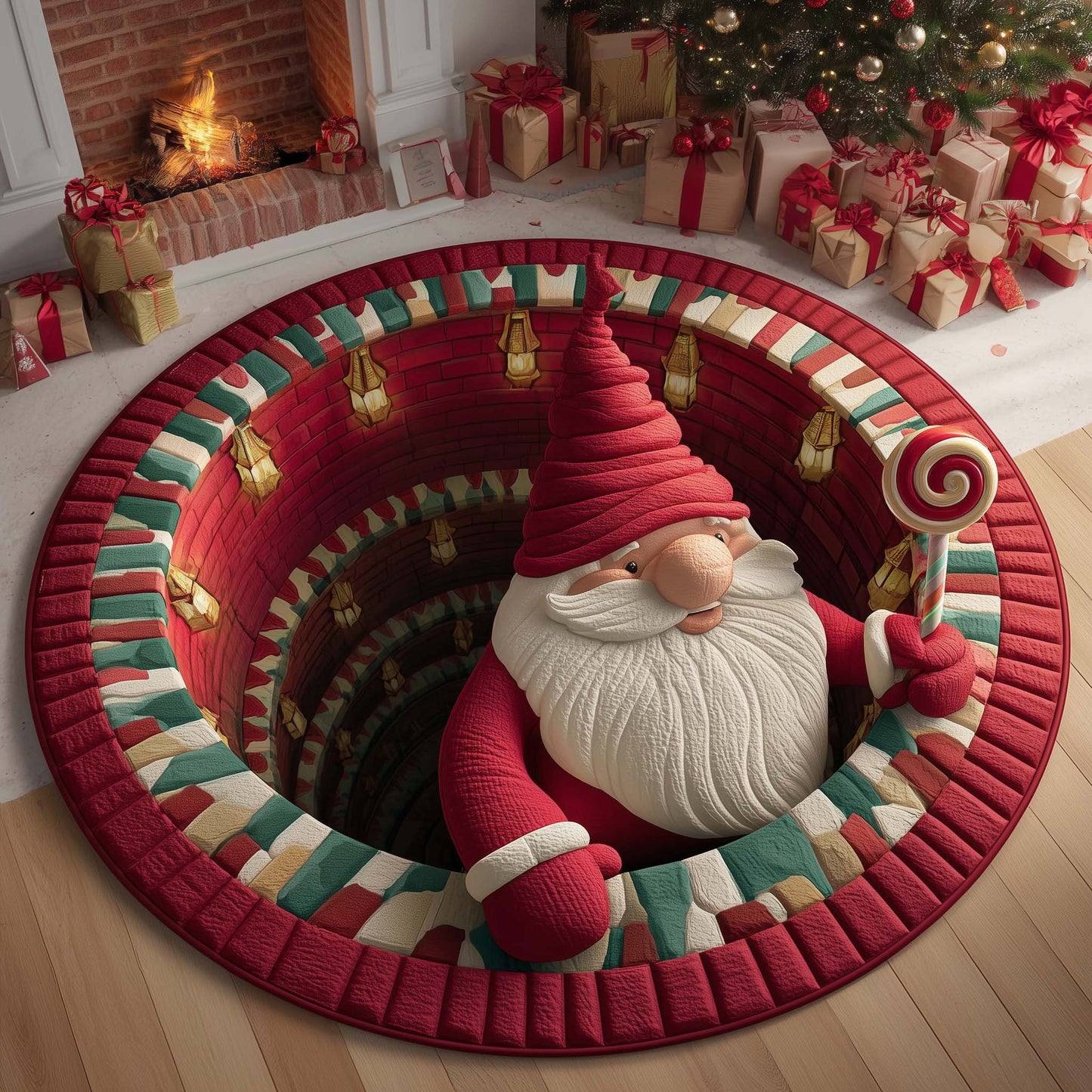 Chimney Gnome Quilted Round Mat GFTOQM1301