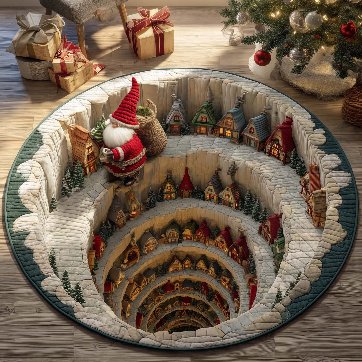 Village Gnome Quilted Round Mat GFTOQM1302
