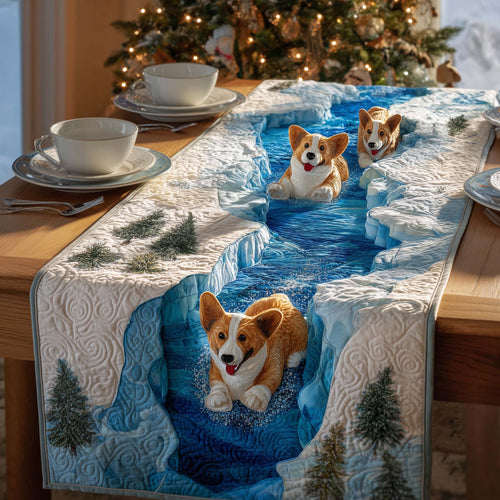 Corgi River Quilted Table Runner GFTOQM1303