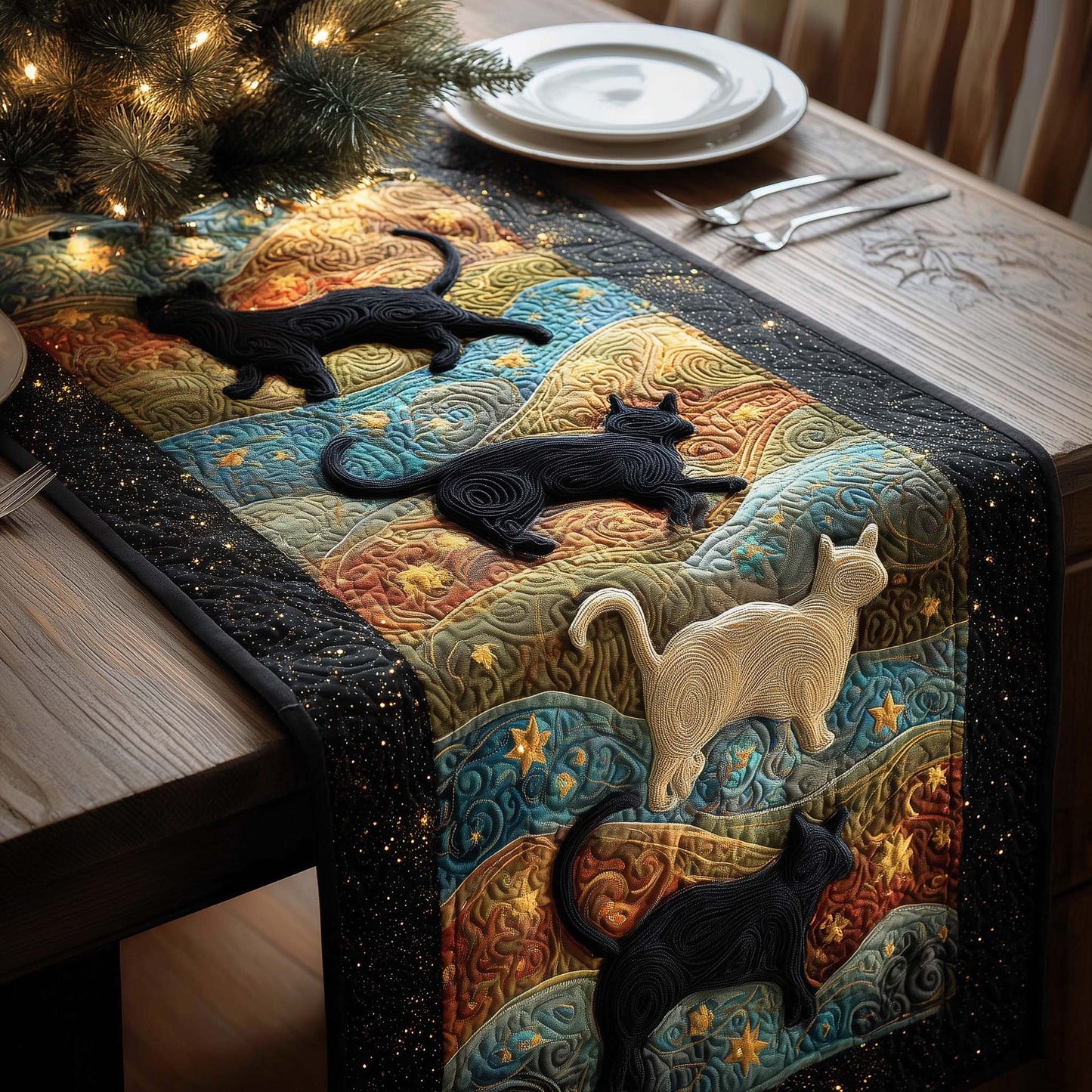 Cosmic Cats Quilted Table Runner GFTOQM1312