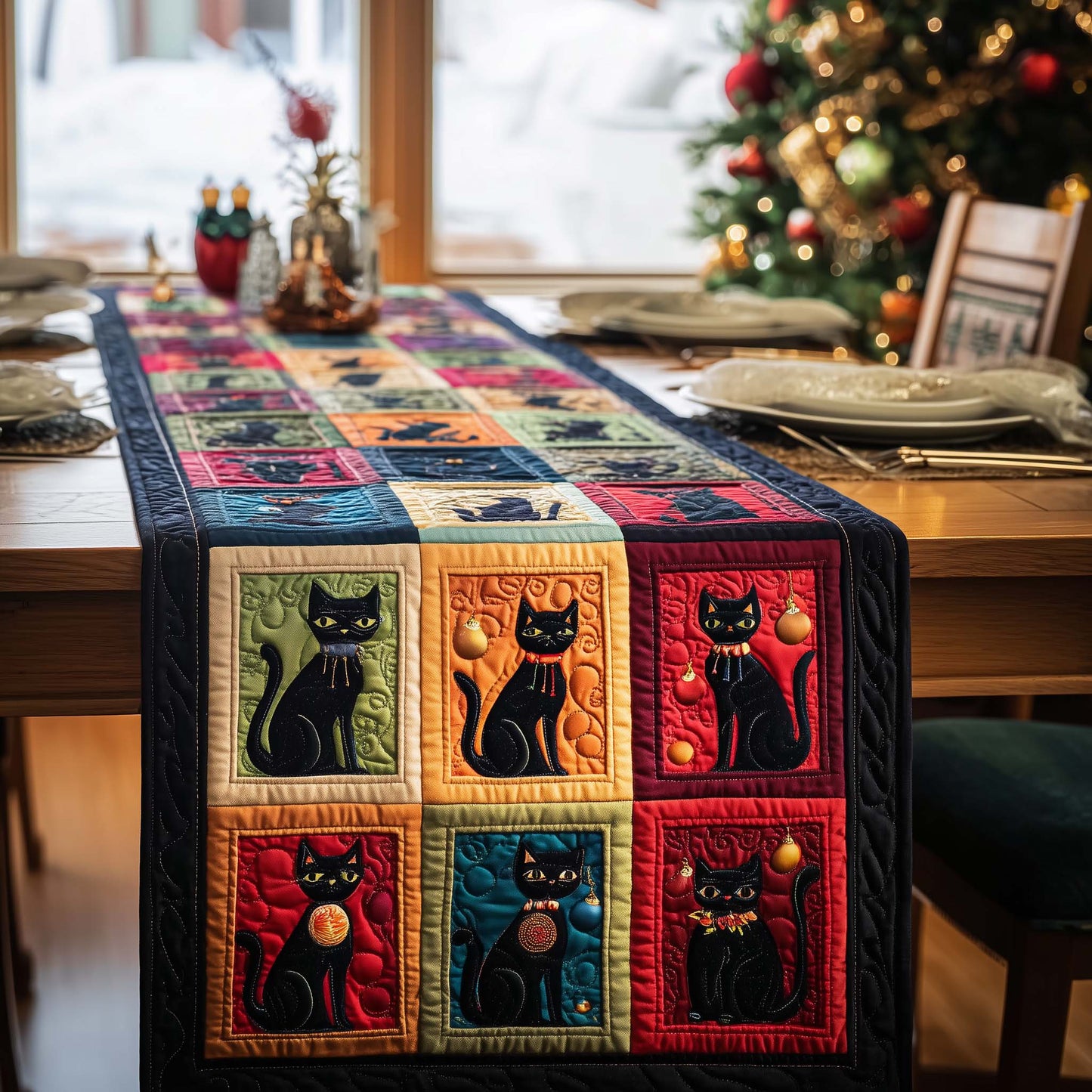 Ornament Cats Quilted Table Runner GFTOQM1315
