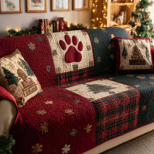 Christmas Paw Quilted Sofa Cover GFTOQM1317