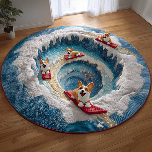 Swirling Corgi Quilted Round Mat GFTOQM131