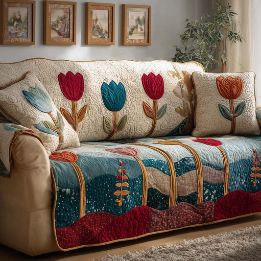 Tulip Garden Quilted Sofa Cover GFTOQM1322