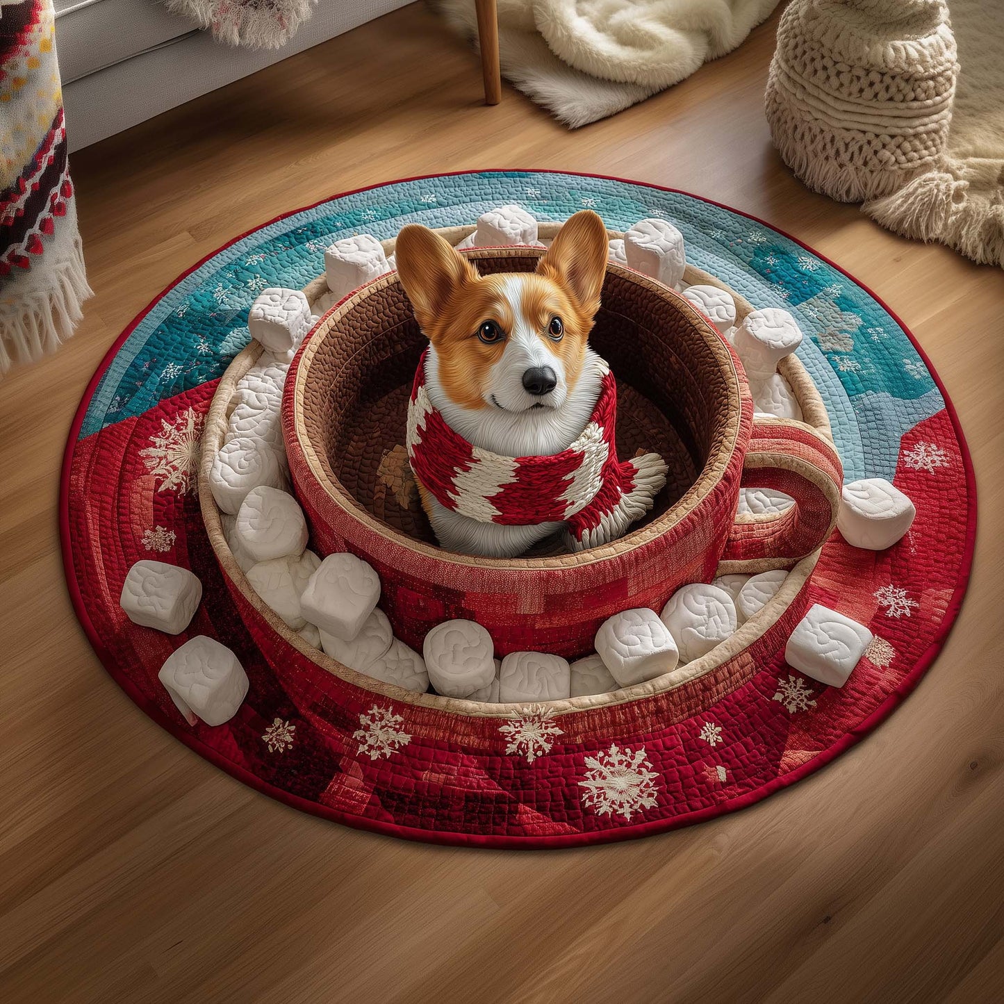 Corgi Quilted Round Mat GFTOQM132