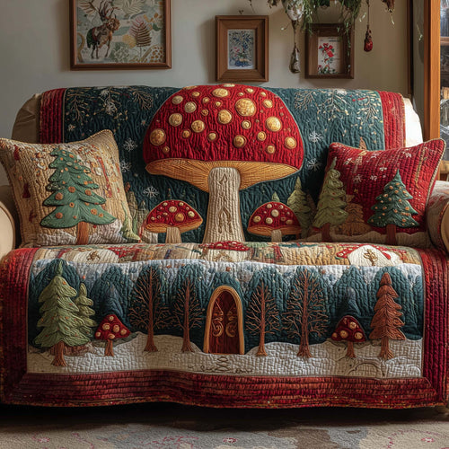 Mushroom Forest Quilted Sofa Cover GFTOQM1350