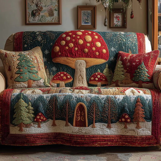 Mushroom Forest Quilted Sofa Cover GFTOQM1350