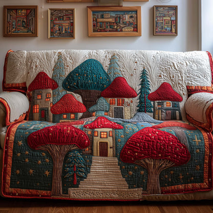 Mushroom Village Quilted Sofa Cover GFTOQM1351